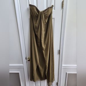 DAVID'S BRIDAL fog foil split front a-line dress with beading